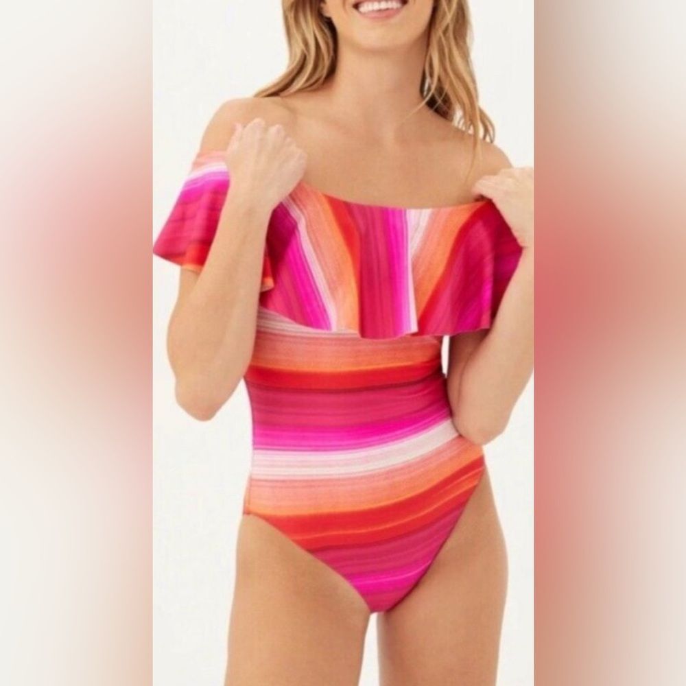 NWT Trina Turk Solstice one piece off the shoulder swimsuit sz 6.